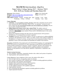 MATH 94 Intermediate Algebra