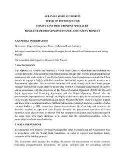 albanian road authority terms of reference for consultant