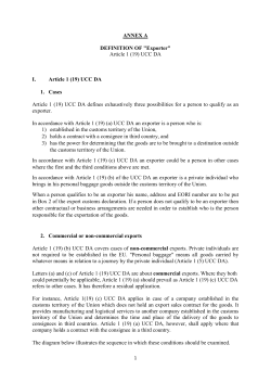 ANNEX A DEFINITION OF "Exporter" Article 1 (19)