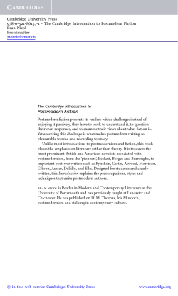 Postmodern Fiction - Assets - Cambridge University Press