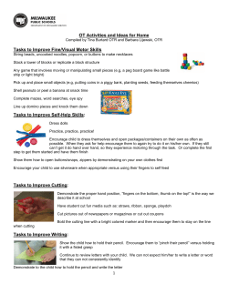 OT Activities and Ideas for Home Tasks to Improve Fine/Visual Motor