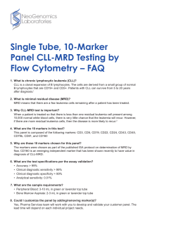 Single Tube, 10-Marker Panel CLL-MRD Testing by Flow Cytometry