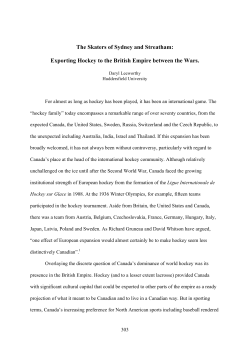 Exporting Hockey to the British Empire between the Wars.