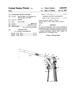 Champagne Bottle Opener Patent