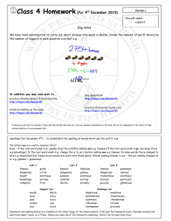 Class 4 Homework (for 4th December 2015)