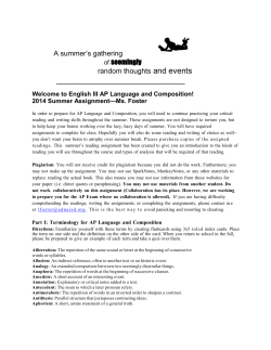 AP English Language Summer Assignment