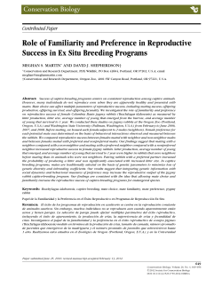 Role of Familiarity and Preference in Reproductive Success in Ex