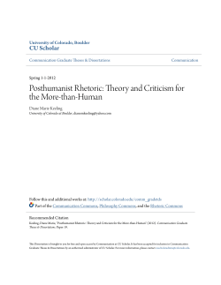 Posthumanist Rhetoric: Theory and Criticism for the