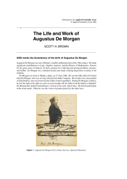 The Life and Work of Augustus De Morgan