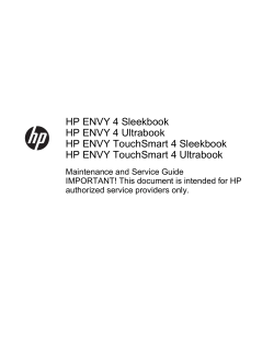 HP ENVY 4 Sleekbook HP ENVY 4 Ultrabook HP ENVY TouchSmart