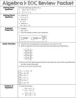 Algebra 1: EOC Review Packet