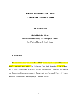 A History of the Regeneration Circuit: From Invention to Patent