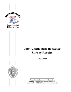 2003 Youth Risk Behavior Survey Results