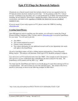 Epic FYI Flags for Research Subjects