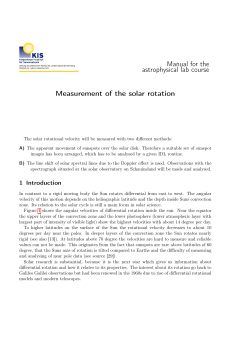 Manual for the astrophysical lab course Measurement of the solar