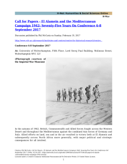 Call for Papers - El Alamein and the Mediterranean Campaign 1942