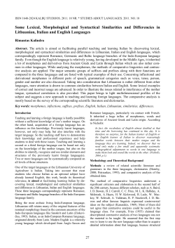 Some Lexical, Morphological and Syntactical