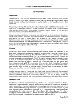County Profile &ndash; Republic of Korea
