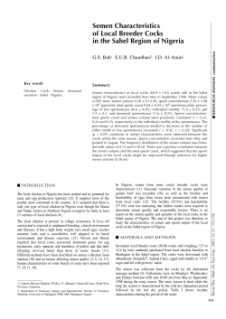 semen characteristics of local breeder cocks in the sahel region of