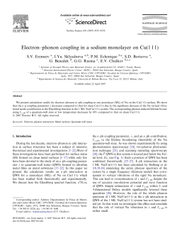 Electron&ndash;phonon coupling in a sodium monolayer on Cu(111)