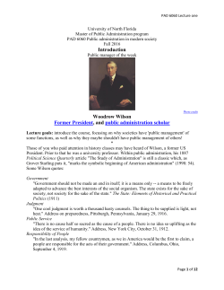 Introduction Woodrow Wilson Former President, and public