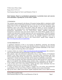 Carrizo-Wilcox Aquifer Study Final Summary Report for Task 1a and