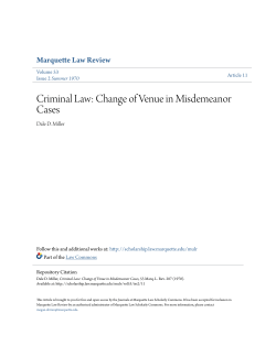 Criminal Law: Change of Venue in Misdemeanor Cases