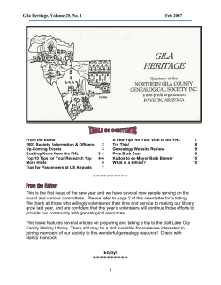 Gila Heritage, Volume 25, No. 1 Feb 2007 This is the first issue of