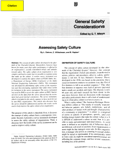 Assessing Safety Culture. Nuclear Safety, Vol. 34, No. 2, Apr.