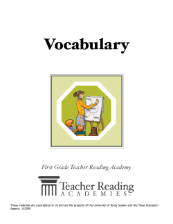 First Grade Teacher Reading Academy - Vocabulary