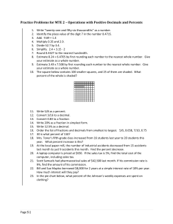 Practice Problems for MTE 2 &ndash; Operations with Positive Decimals