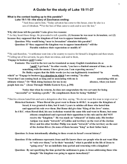 A Guide for the study of Luke 19Parable Of 10 Minas