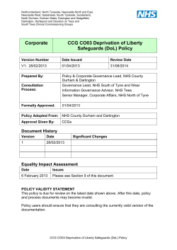 Corporate CCG CO03 Deprivation of Liberty Safeguards (DoL) Policy
