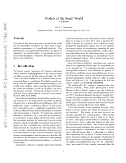 Models of the Small World