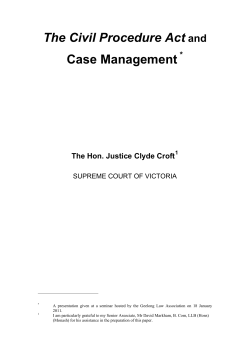 The Civil Procedure Act and Case Management