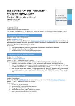 Presented topics - Centre for Sustainability