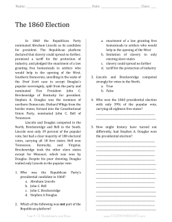 The 1860 Election - Student Handouts