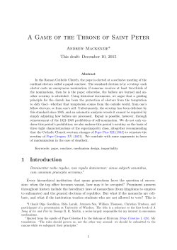 A Game of the Throne of Saint Peter