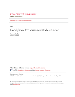 Blood plasma free amino acid studies in swine