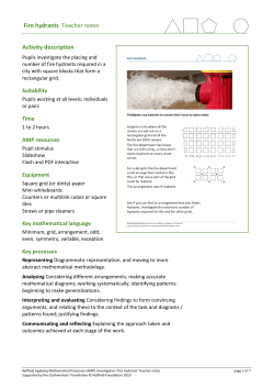 Fire hydrants Teacher notes