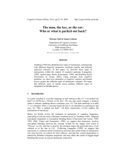 The man, the key, or the car - Cognitive Science Online