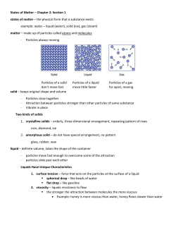 States of Matter &ndash; Chapter 2: Section 1 states of matter &ndash; the physical
