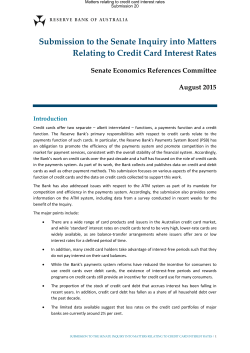 Submission to the Senate Inquiry into Matters Relating to Credit