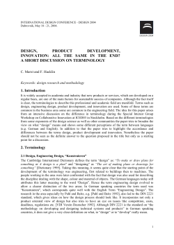 DESIGN, PRODUCT DEVELOPMENT, INNOVATION: ALL THE