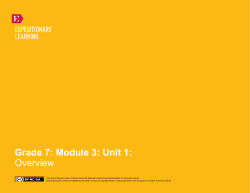 Grade 7: Module 3: Unit 1: Overview