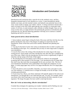 Introduction and Conclusion - University of Toronto Mississauga