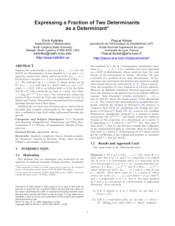 Expressing a Fraction of Two Determinants as a Determinant*