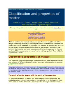 Classification and properties of matter