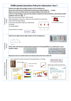 STARS schools Calculation Policy for Subtraction: Year 1