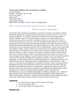 The Personal is Political: The American Essay Tradition Freshman